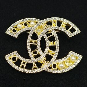 Upcycled Brooch Gold Tone With White Rhinestone And Faux Pearl Accents